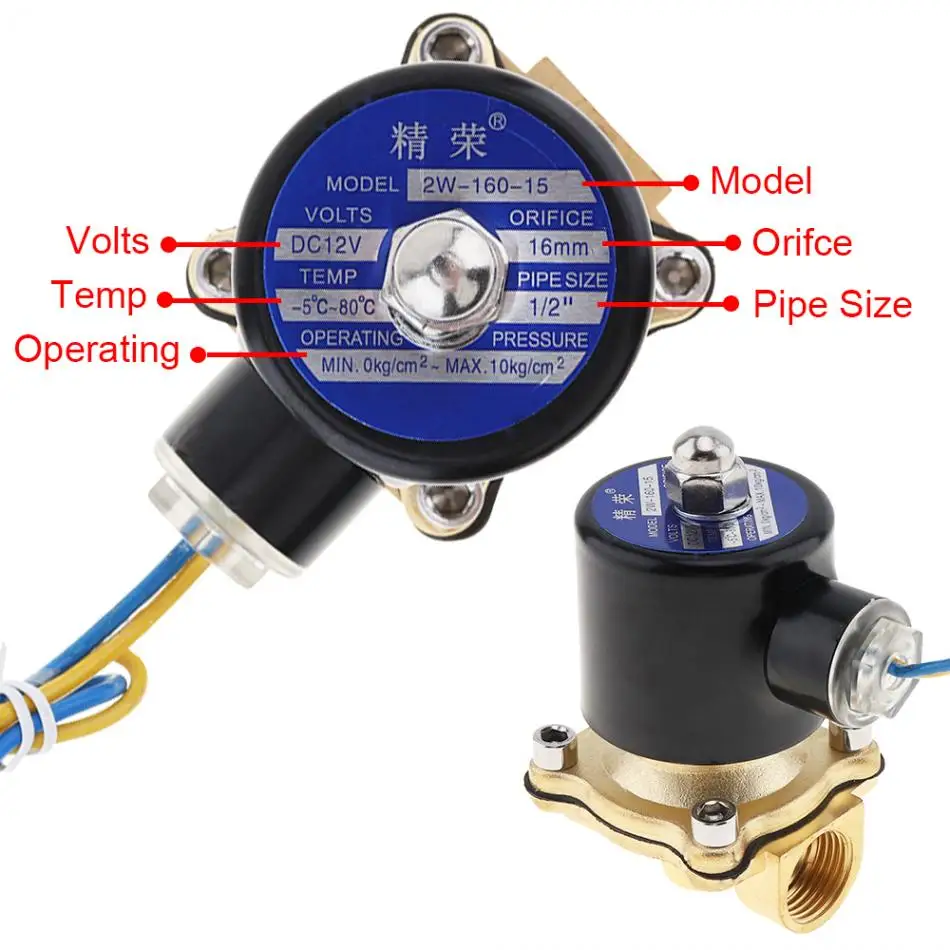 Электромагнитный клапан DC 12 В 220 В обратный клапан 1/" латунный Электрический электромагнитный клапан нормально закрытый клапан для воды, масла, воздуха, топлива