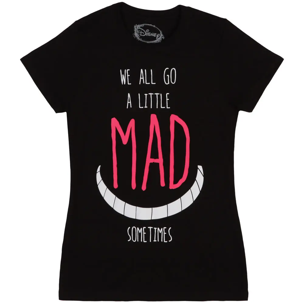 

Alice In Wonderland Mad Smile Kitten Quote Licensed Women's Junior T-Shirt Cotton Tops Female Hot Brand Clothing T Shirt
