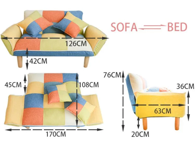 Convertible Adjustable Sofa Couch and Love Seat Japanese Furniture Fold Down Futon Sofabed Ideal for Living Room, Bedroom, Dorm