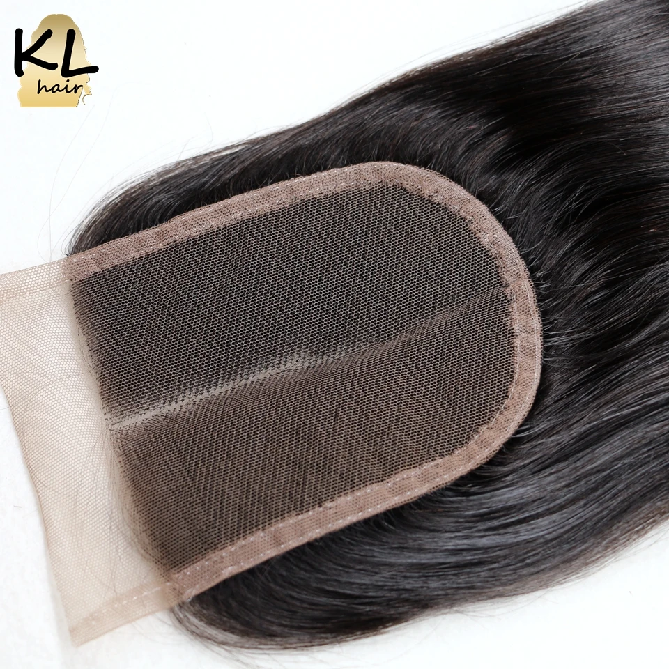 KL Hair 4x4, прямые волосы на шнуровке, свободная средняя часть, 3 части, человеческие волосы, натуральный цвет, бразильские волосы remy, отбеленные узлы с детскими волосами