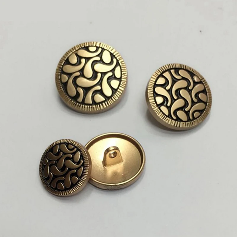 

100pcs high grade casual ladies' jeans gold shank metal buttons solid color cost embossed sewing buttons for clothes 15-23mm