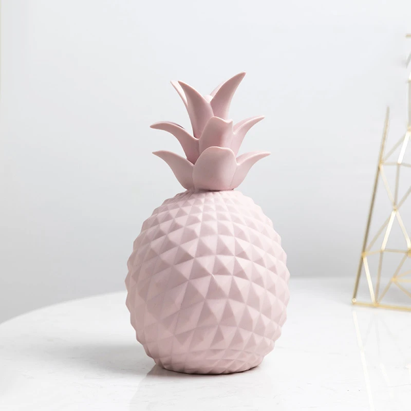 Скандинавские розовые и белые керамические фигурки слона, кролика, украшения для дома, креативные поделки, украшения в виде животных, современный свадебный подарок, D053 - Цвет: Pink pineapple