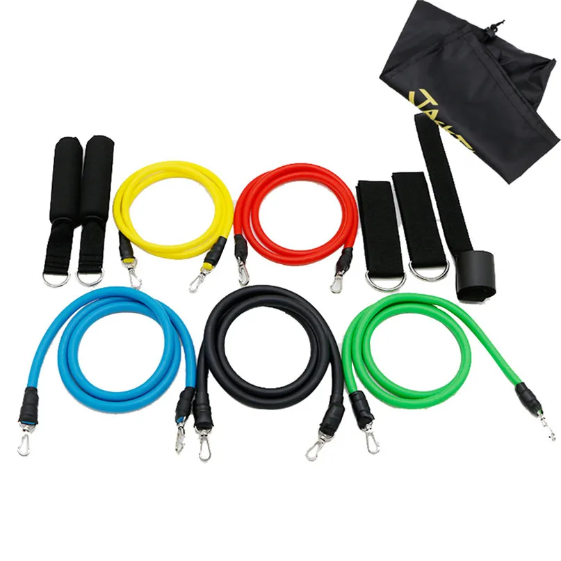 11pcs Fitness Resistance Bands pull rope elastic rope resistance latex Resistance Exercise Band Set Yoga Pilates Tube #2p09 (6)