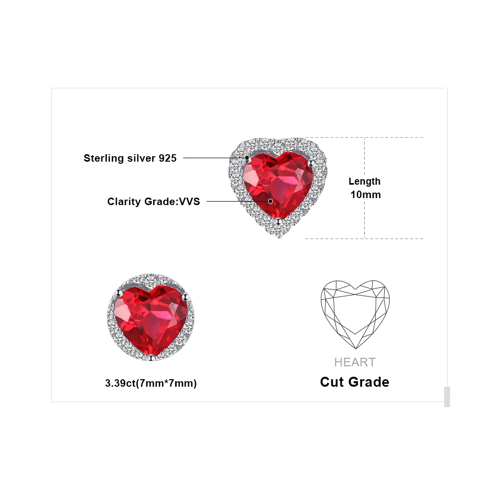 Jewelrypalace Сердце океана 3.8ct создан красный рубин любовь навсегда Halo Серьги 925