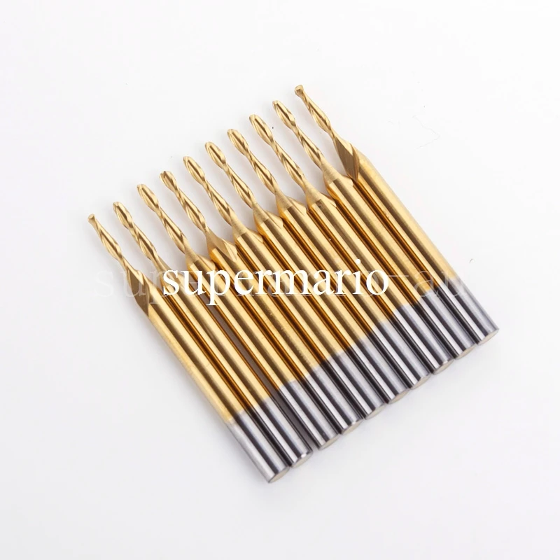 10pcs 1 8 1 5mm X8mm Titanium Coated Drill Bit Set Carbide CNC Two 2