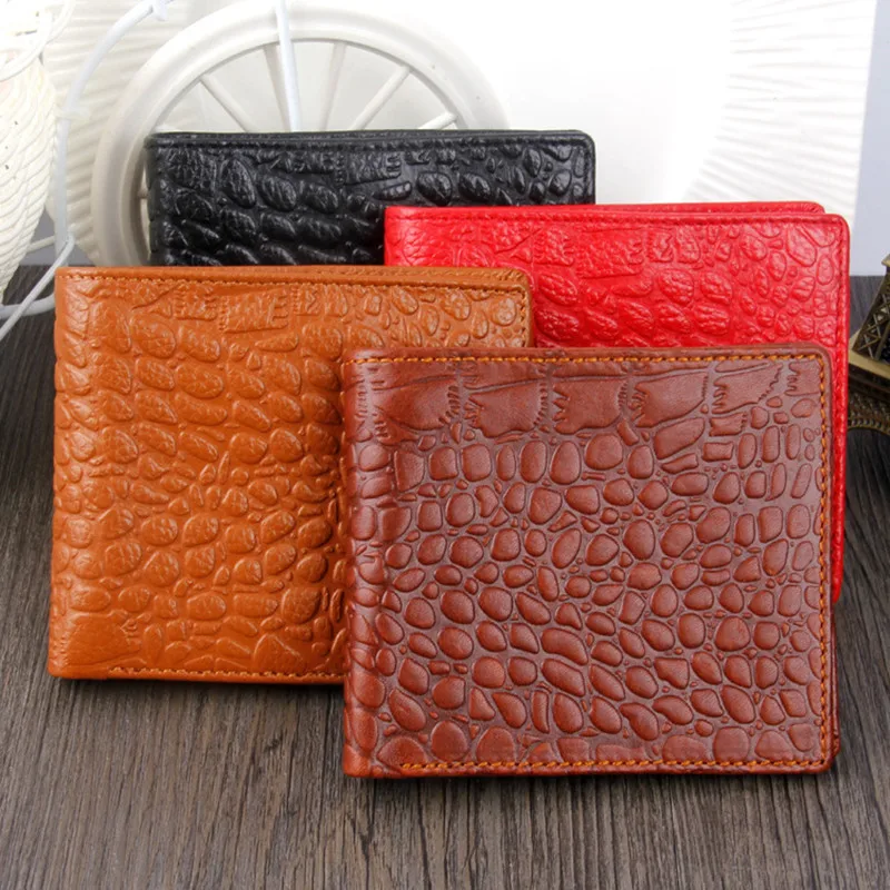 

Top layer cowhide wallet men's Wallet card bag fashion casual fashion no zipper dermis stone pattern short student purse 037