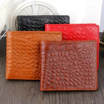 

Top layer cowhide wallet men's Wallet card bag fashion casual fashion no zipper dermis stone pattern short student purse 037