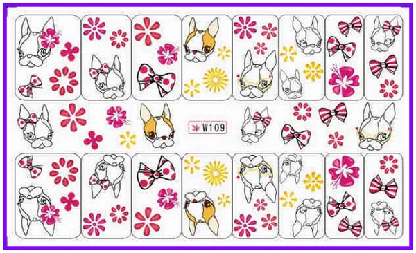 

GLITTER POWDER NAIL TATTOOS STICKER WATER DECAL NAIL ART CARTOON DOG MARINE Popeye PRINCESS DOLL  W109-114
