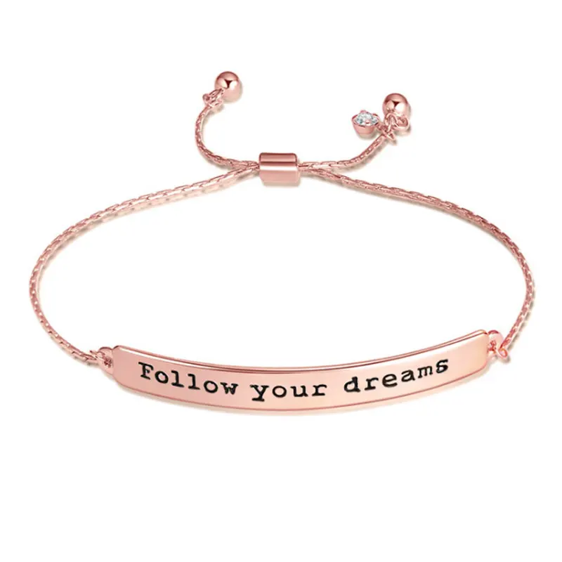 Hot Positive Inspirational Quote Bracelets Hand Stamped Letter Positive Inspirational Quote Bracelets Hand Stamped Letter Adjule Mantra For Femme Jewelry Best Bridesmaid Gifts