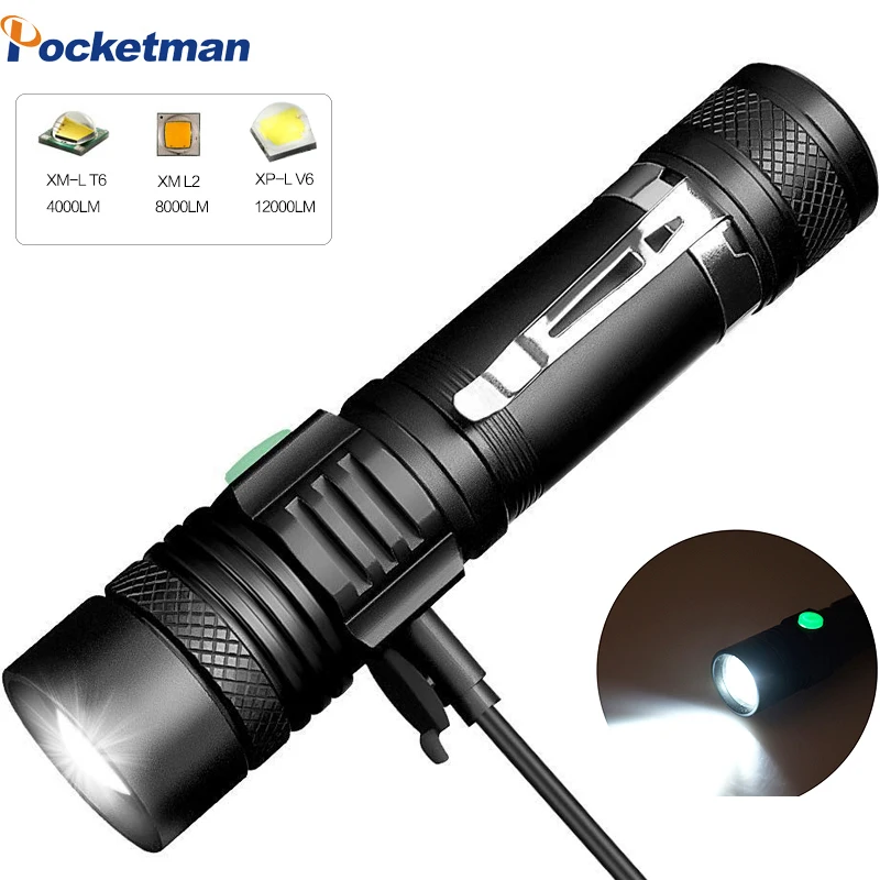 3000 Lums светодиодный светильник-вспышка USB linterna светодиодный фонарь ультра яркий T6/L2/V6 lanterna мощный велосипедный светильник с подзарядкой 18650