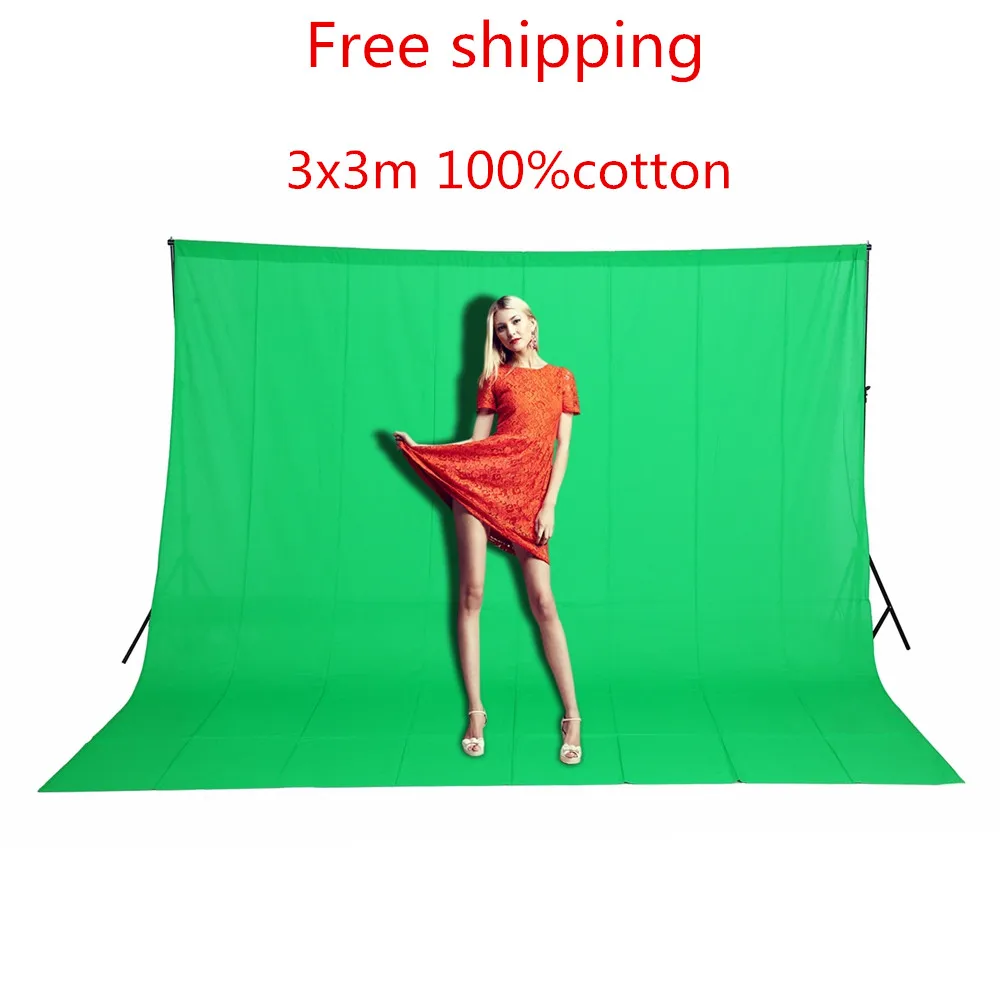 In stock 3x3M Solid color Backgrounds Green screen cotton Muslin background Photography backdrop lighting studio Chromakey CD15 |