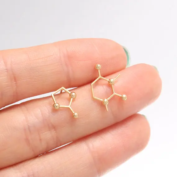 Unbalance Caffeine Molecule Structure Stud Earrings