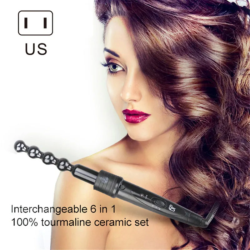 

6 in 1 Multifunctional Hair Curler Set Interchangeable Ceramic Tourmaline Hair Curling Set FM88