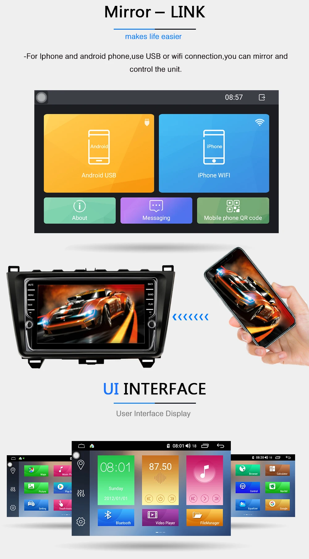 Flash Deal Funrover 8 core android 9.0 2 din car dvd player For Mazda 6 2008 2009 - 2014 2015 radio gps navigation 64G DSP SIM card slot BT 19