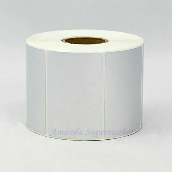 

Sticker label 60*50 mm 1000pcs/Roll Thermal Transfer Silver PET Label Waterproof Tearproof Oilproof Barcode Label
