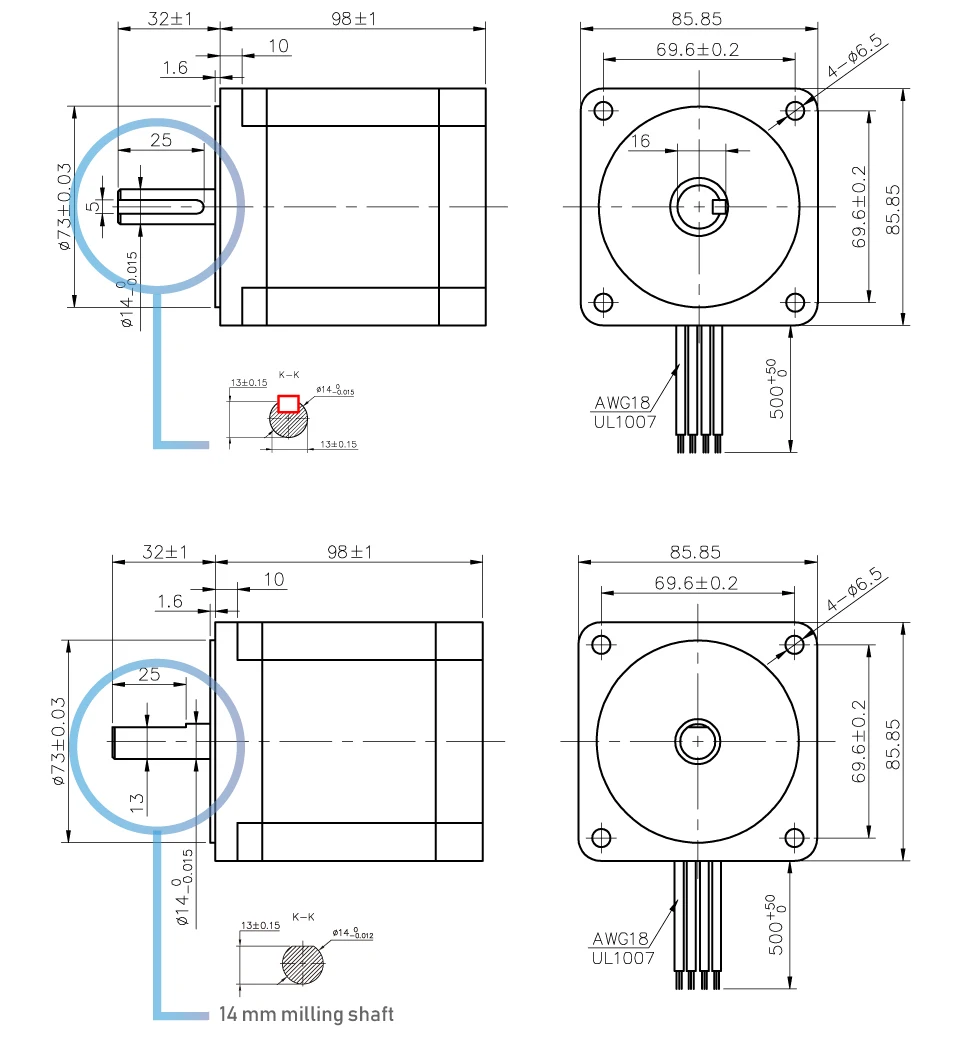 NEMA 34 CNC шаговый двигатель 86X98 мм 7.0N.m 6A D14mm шаговый двигатель 972Oz-in для гравировального станка с ЧПУ и 3D принтера