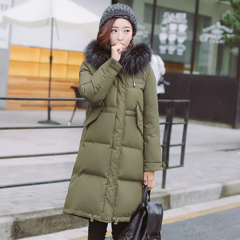 Femmes army Parka Duvet Black Vestes Blanc Ok1281 2019 Nouvelle grey Laveur Raton Le Blue Réel Hiver Vers Bas Décontracté De Chaud Fourrure Col Épais navy Green caramel Survêtement Capot Color Canard Manteaux 6POwFq6