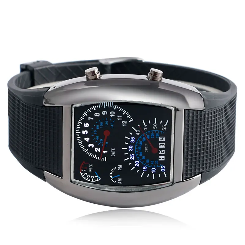 Светодиодный цифровой часы Instru для мужчин t панель дизайн для мужчин черный резиновый Спидометр цифровые наручные часы для мужчин для мальчиков подарок