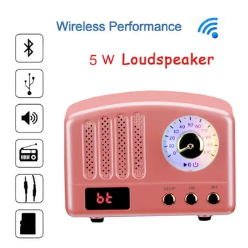 

Mini Portable Retro Stereo Vintage Bluetooth Wireless Speaker w/ TF Card Slot stereo Music surround Outdoor Speaker E1#