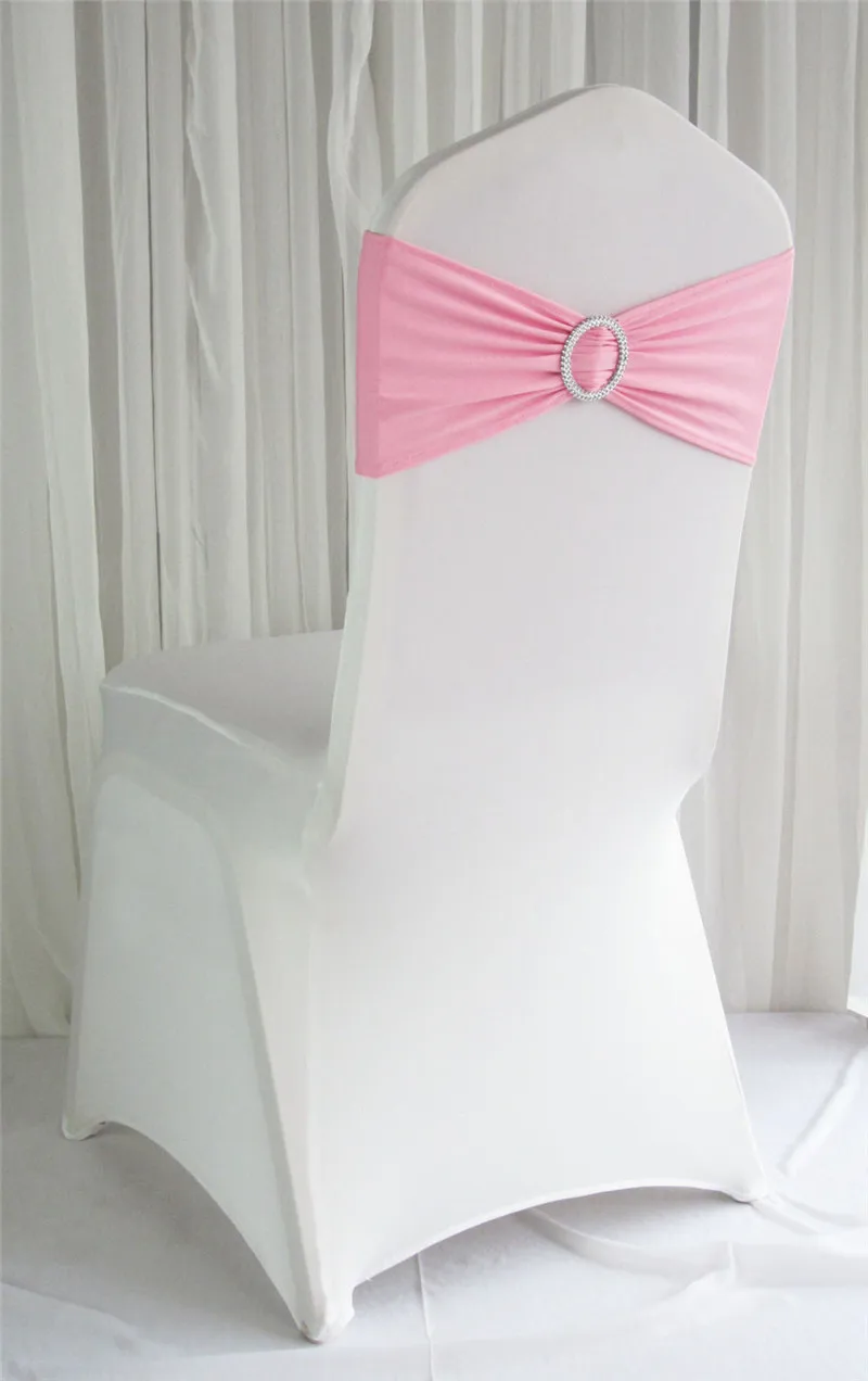 Free shipping PINK wedding Spandex chair band with buckle/ lycra