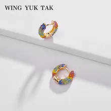 Wing yuk tak модные корейские красочные серьги, полностью из стразов для женщин, богемные мини серьги-гвоздики