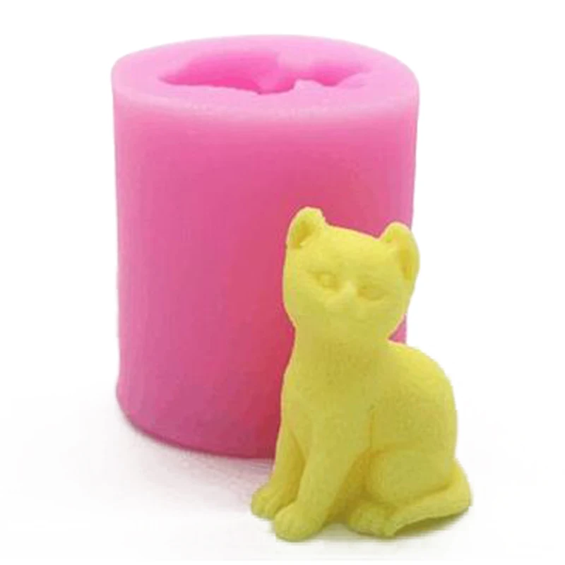3D Cute Cat Silicone Mold For Polymer Clay Candy Chocolate Moulds Baby Birthday Party Fondant Cake Decorating Tools