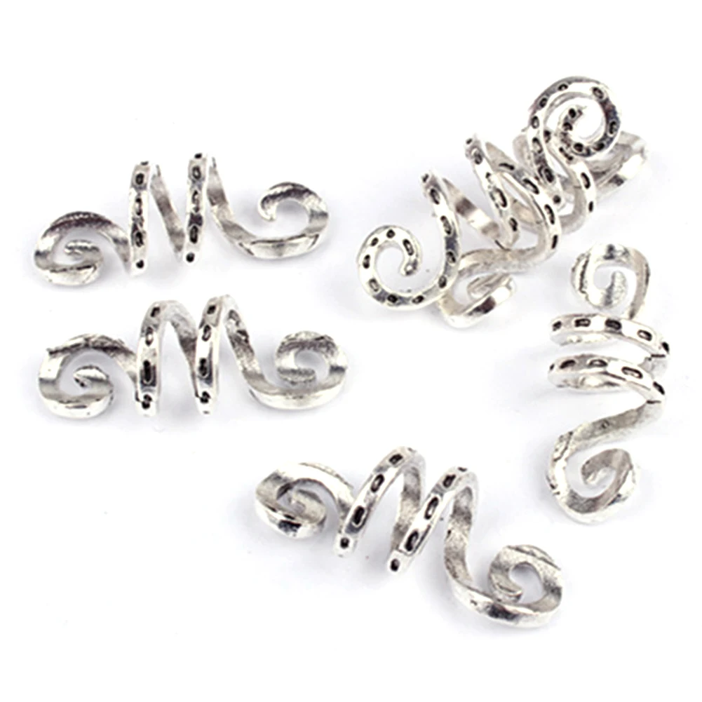 

10Pcs Silver Alloy Spiral hair dread Braids dreadlock Beads cuffs clips for Hair accessories
