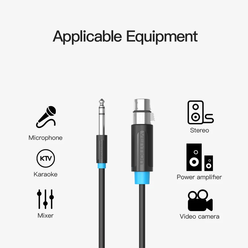 Vention Microphone Cable Wire XLR Cable Aux Cable Cannon Cable Jack 6.5mm Male to XLR Female Cord for Mixer Stereo Amplifier new