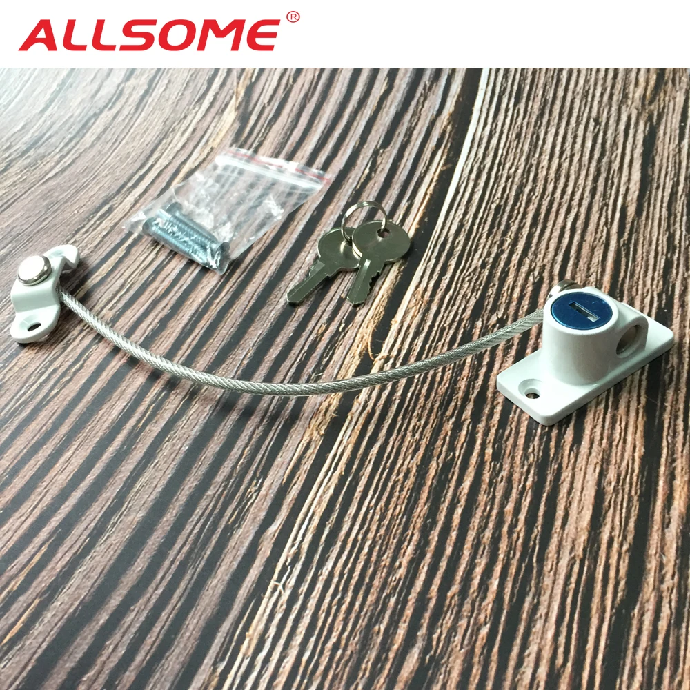 

ALLSOME Window Security Cable Lock Door Safety Restrictor Child Room Window And Door Security Restrictor with 2 Keys HT2452+