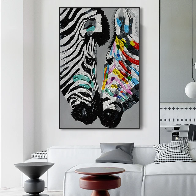 Texture Effect Colorful Zebra Posters  Canvas Art