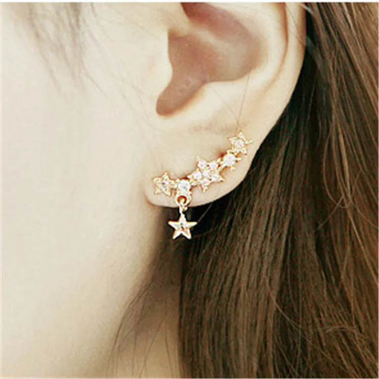 

2018 New Arrival Promotion Unisex Earings Brincos Women's Five-pointed Star Pendant Ear Studs Piercing Earrings Fancy