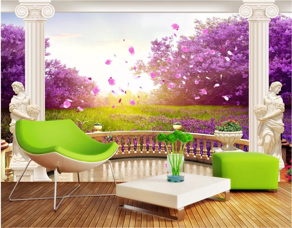 Custom photo 3d wall murals wallpaper Backyard cherry blossom decor