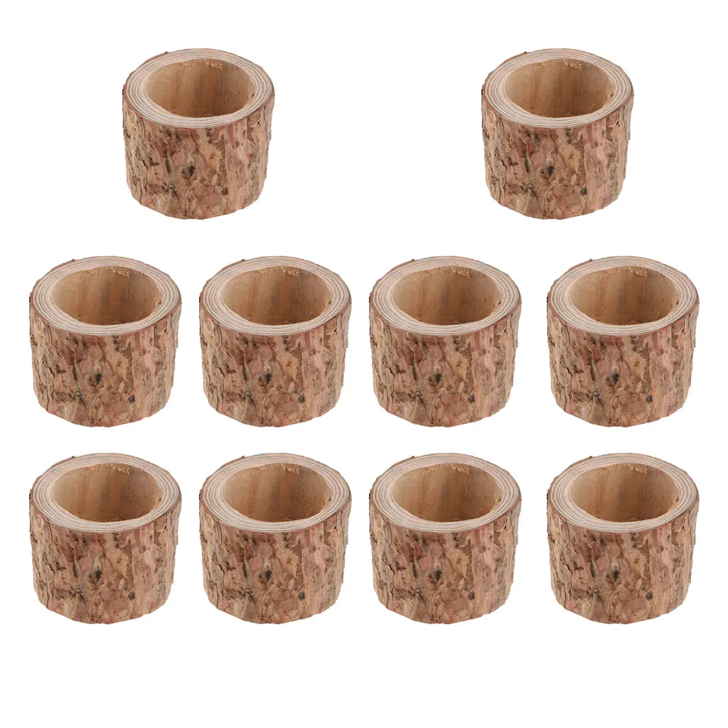 10PCS Nature Tree Branch Mini Flowerpot Planter Storage Wooden Tea Light Candle Holders for Home Garden Office Decoration