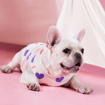

Dogs Breathable Vest Clothes Cotton T Shirt Love Hearts Pattern Puppy Summer Spring Apparel Clothes for Teddy