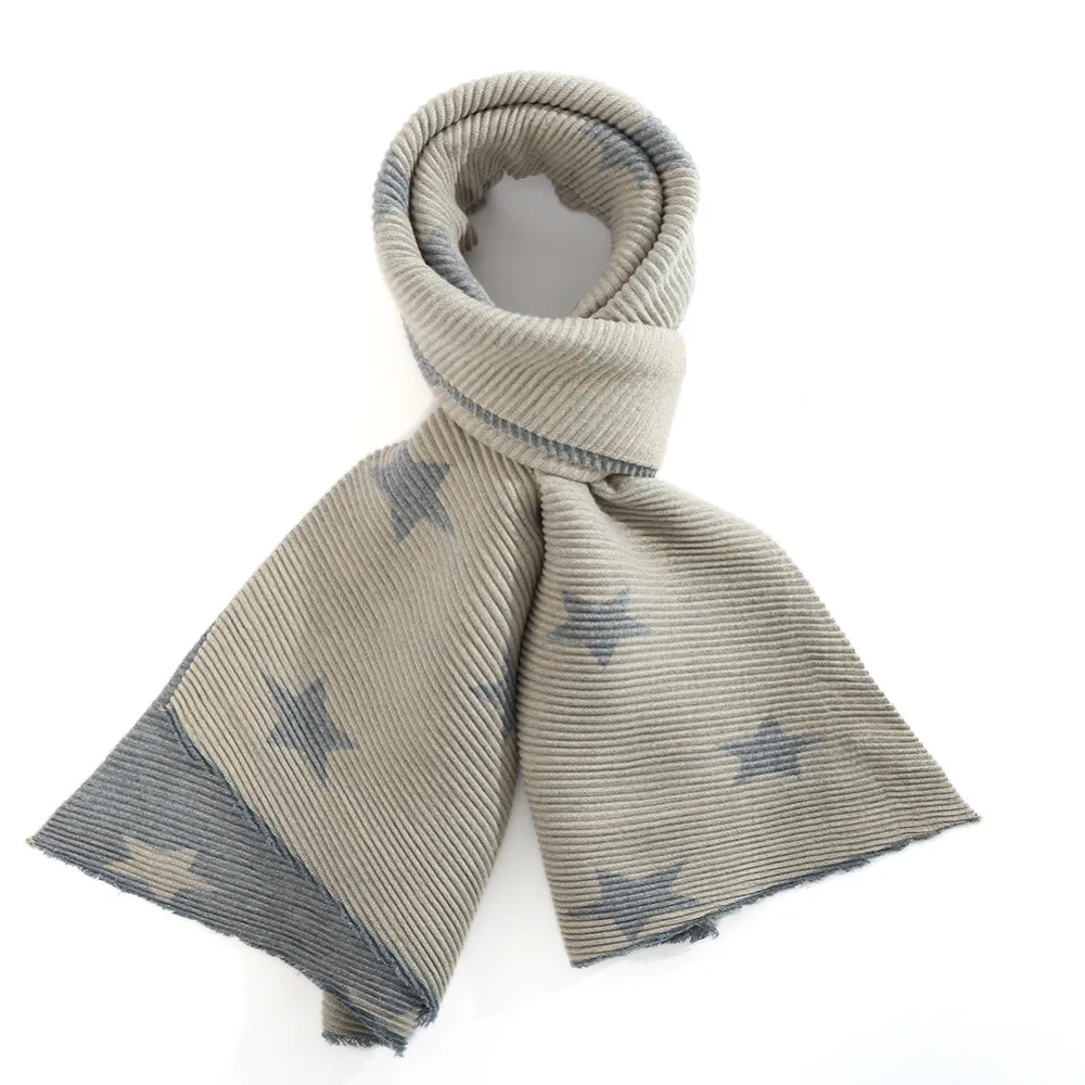 

Two-faced women's scarves stars bib winter warm scarf Beige and gray scarf European and American style scarf