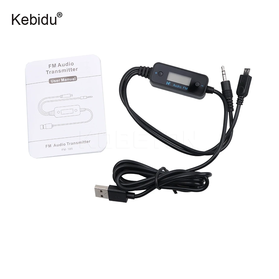 

kebidu Universal Car Audio Music FM Transmitter with Large LCD Screen USB Car Charge Line for Samsung Android Phone