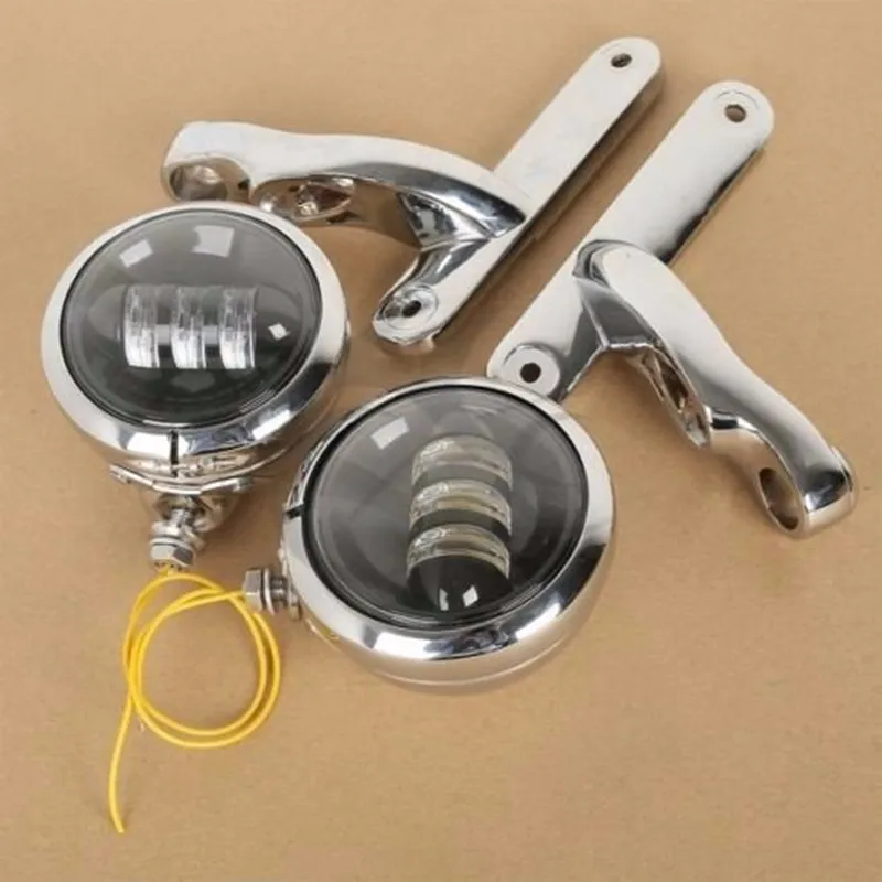 4.5LED Auxiliary Fog Passing Lights With Housing Bucket  Brackets For Harley x
