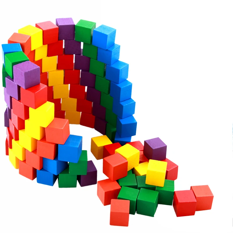 

Kids Toy Montessori Wooden Building Blocks Children's Intellectual Development Waldorf Colorful Wood Wooden Montessori Toys