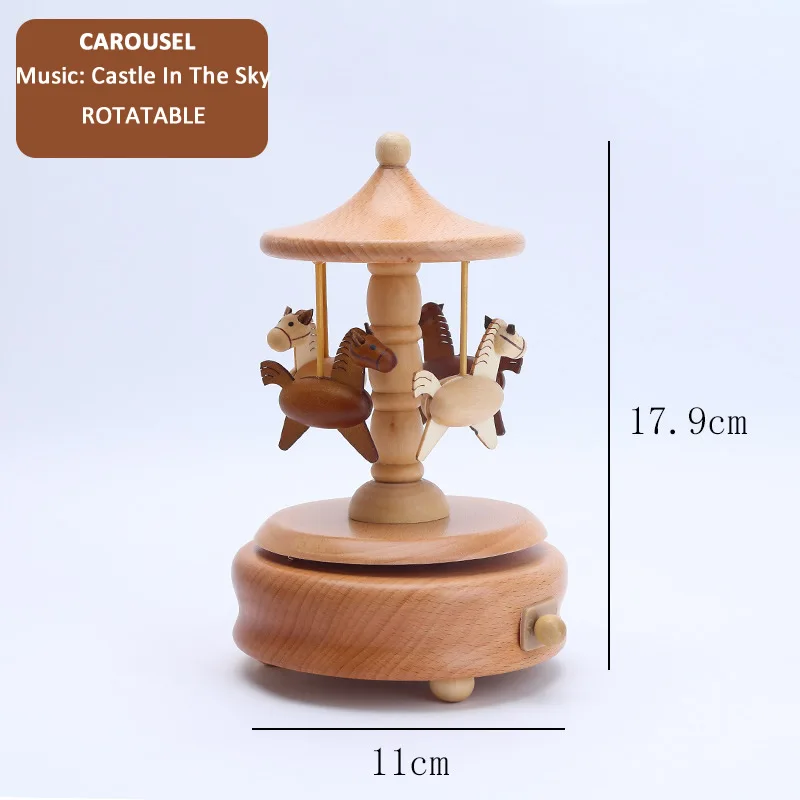 Новая деревянная музыкальная шкатулка поворотный колесо обозрения движущаяся поезд музыкальная шкатулка игрушка для детей друзей День рождения Рождественский подарок украшение дома - Цвет: Carousel