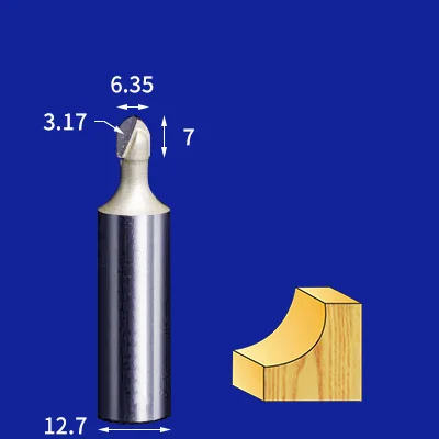 6,35 мм и 12,7 мм-1 шт., твердый карбид cnc деревообрабатывающий вставной маршрутизатор бит, круглое дно Древесины Гравировальный фрезерный резак, MDF Концевая мельница - Длина режущей кромки: 12.7 x 6.35