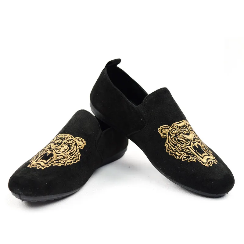 

Tiger Embroidery Slipper Mens Casual Loafers Shoes Fashion Summer Soft Slip On Mens Flats