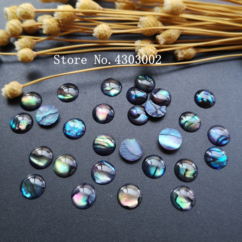 

100pcs/lot 8mm Natural Round Cabochon Blue Abalone Shell Mother of Pearl shell Round Peacock MOP Pearl shell for Fake Nails