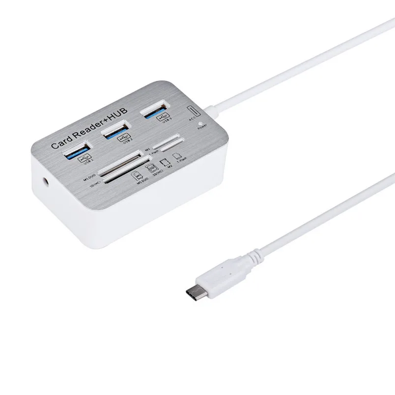 Reliable Type C 3 Port Aluminum USB 3.0 Hub With MS SD M2 TF Multi In 1