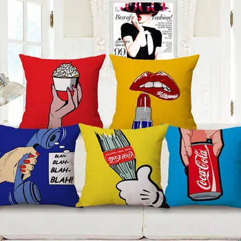 

ZXZXOON Pop art lips Home textile decorative throw pillow case cover for sofa home decor capa de almofadas 45x45cm