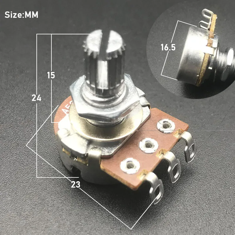 2 шт. A500K/250 K потенциометр шлицевой небольшой горшок Электрогитара Бас Эффект усилитель тон объем 15 мм вал части