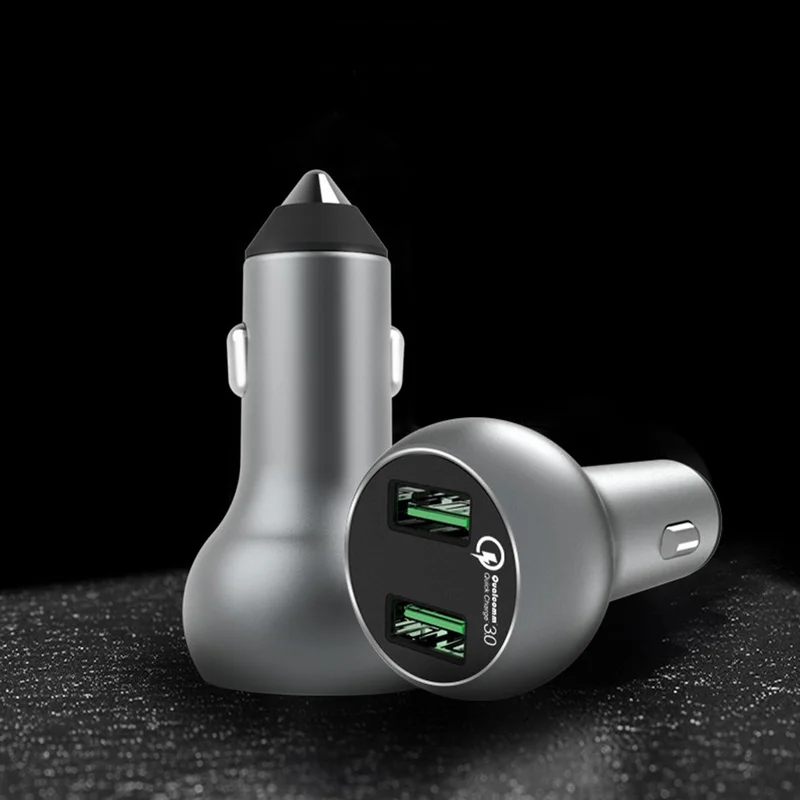 

qc3.0 car charger Little fat fast charge aluminum alloy car charger double usb car car phone charger Automotive Accessories