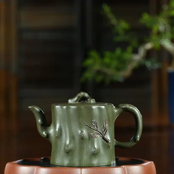 

Yixing Zisha Pot Master Pure handmade Purple Clay Teapot Raw Ore Green mud orchid rhyme tree pot Kung Fu Tea Set Gift Collection