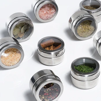 

Unibird Stainless Steel Magnetic Container for Spice Jars Set Pepper Coffee Shakers Condiment Sauce Storage Box with Tags Paper