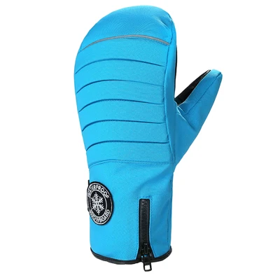 Мужские/женские водонепроницаемые лыжные варежки теплые зимние перчатки для катания на лыжах перчатки для сноубординга на молнии - Цвет: Blue