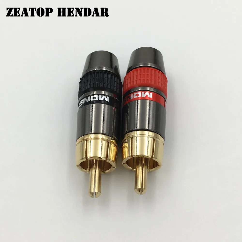8Pcs DIY RCA Plug HIFI Gold plated Audio Cable RCA Male Audio Connector Gold Adapter for Cable ...